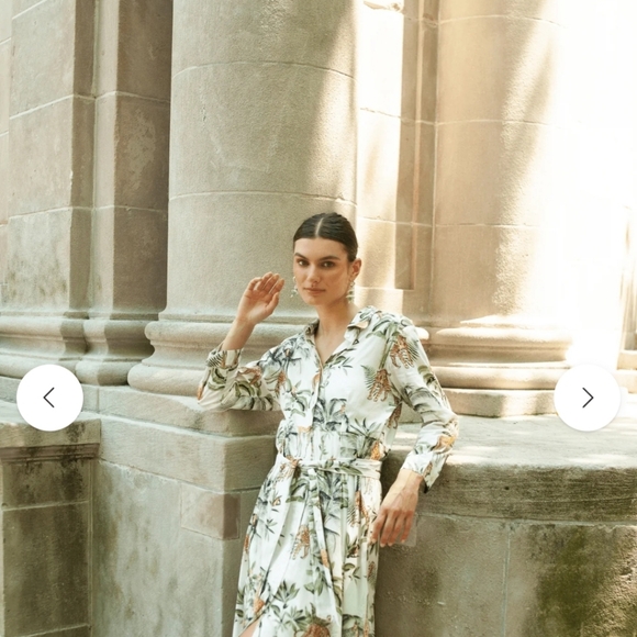 Guadalupe Womens Luciana Jungle Dress White Green Size XSmall Tropical Maxi Long - Picture 13 of 14